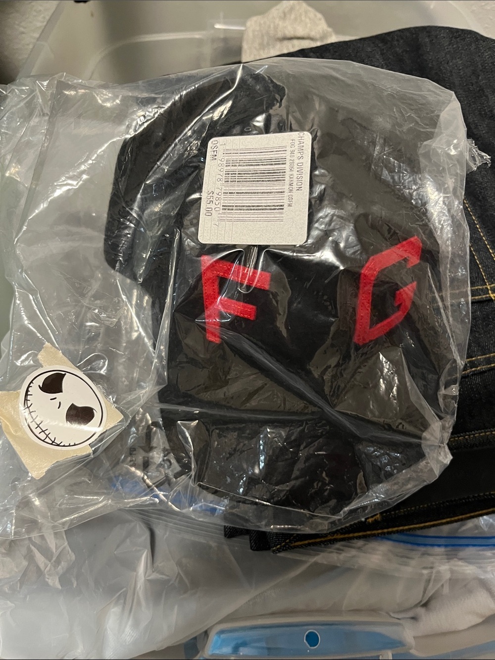 NWT fear of god hat authentic Black Baseball Cap with Red 'F G' new era SnapBack